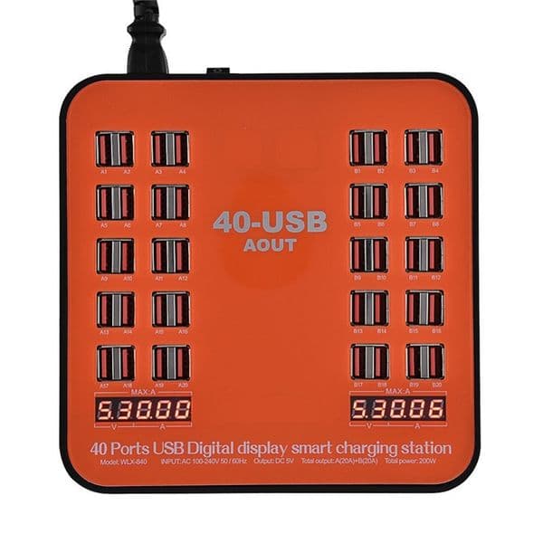 40 Ports Charging Station 180W 5V USB Charger With LED Display Universal For iPhone Android Mobile devices