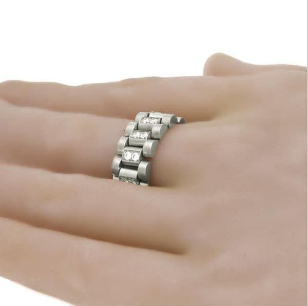 watches Stainless Steel Plated Ice Out Diamond Cut Ring Mens Watchband President Style Band Ring Men Bling Rhinestone Watchband GB1489