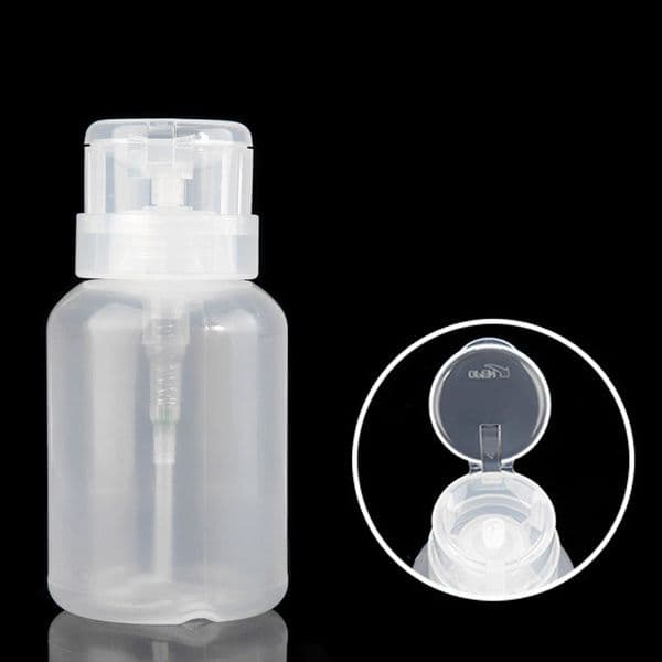 200ML 6.8OZ Nail Polish Remover Bottle lockable plastic Flip Top cap liquid nail pump bottle Liquid Press Pumping Dispenser Bottle