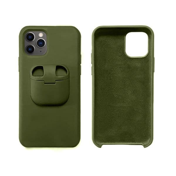 For iPhone 11 Pro Max XS Max XR XS X 8 7 Plus 2 in 1 Liquid Silicone Phone Case For Airpods Cover