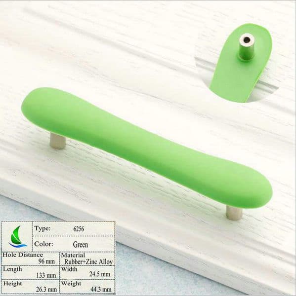 6256 Green anti-smashing personality new children's room wardrobe cartoon rubber handle cabinet door drawer child handle
