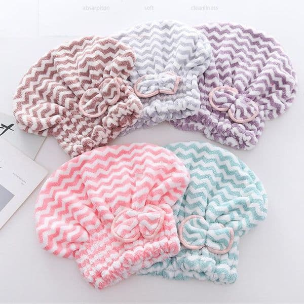 Women Bathroom Hair Towel Quick-Dry Hair Hat Turban Super Absorbent Head Wrap Shower Cap Bath Towels F3781