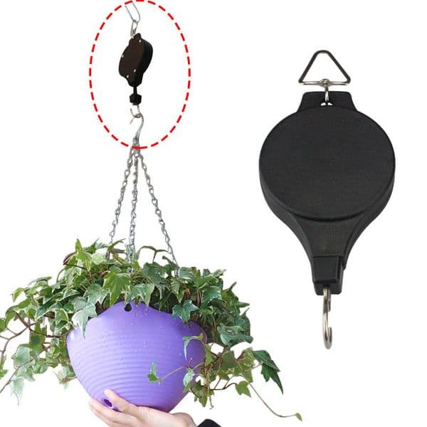 Portable Retractable Garden Pulley Basket Pull Down Hanging Hanger Plant Pot Hooks Planter Plastic Holder Flowerpot Hooks yq01764
