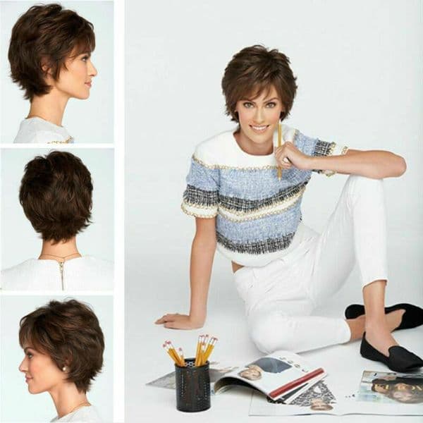Dark Brown Daily Wig Costume Cosplay Party Wig Natural Short Curly Wigs