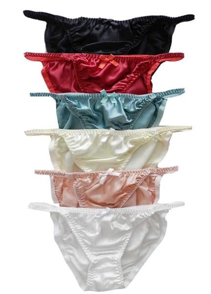 Yavorrs 6pcs 100% Silk Women's String Panties Bikini Underwea
