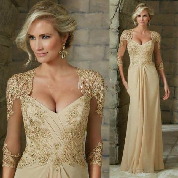 Elegant Champagne Chiffon Mermaid Mother of the Bride Dresses Lace Appliques Beads Evening Gowns Custom Made Plus Size Wedding Guest Dress