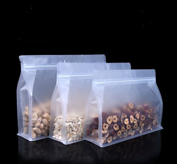widen frosted clear standing eight edge sealing zip lock package bag transparent plastic packing pouch resealable food storage bag