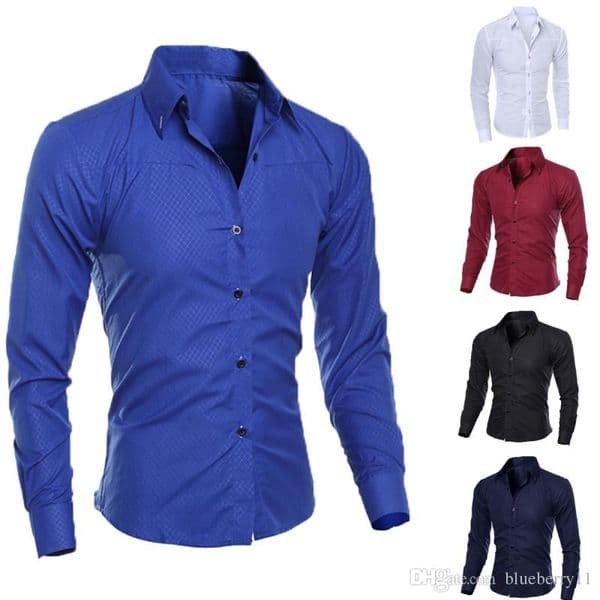 mens slim fit shirt long sleeve dress shirts casual formal business shirts solid brand clothing camisa social masculina m4xl