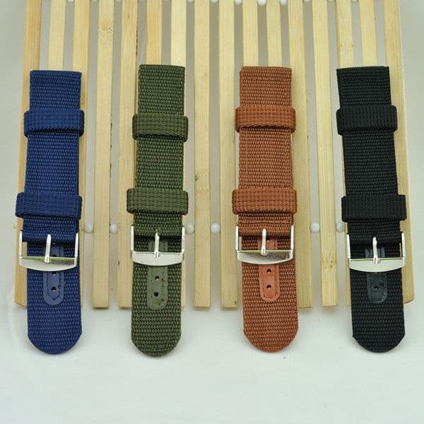 50pcs lot outdoor sports thickened nylon watch belt canvas waterproof 18 20 22 24mm spot wholesale