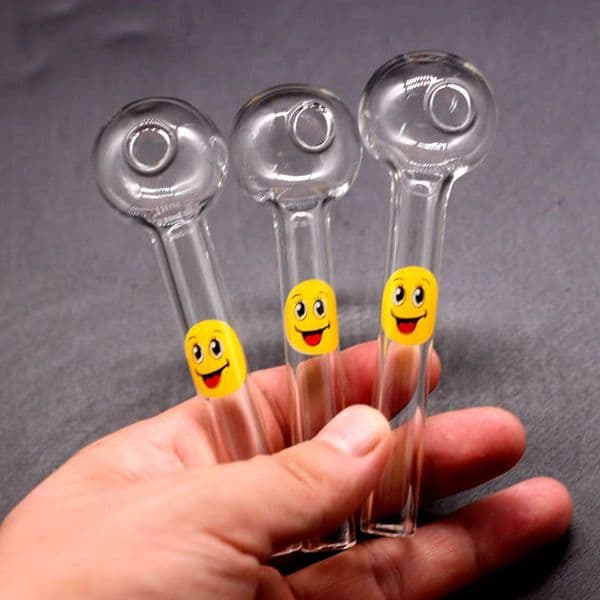 4 Inch Smile Face Mini Water Pipes Pyrex Glass oil burner pipe clear glass oil burner glass tube smoking pipe