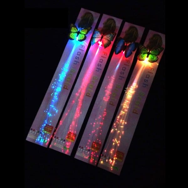 Novelty Lighting Toy Shine Briad Colorful Butterfly Hair Party Essential Decoration Halloween Christmas Fiber Optic Pigtail Braids