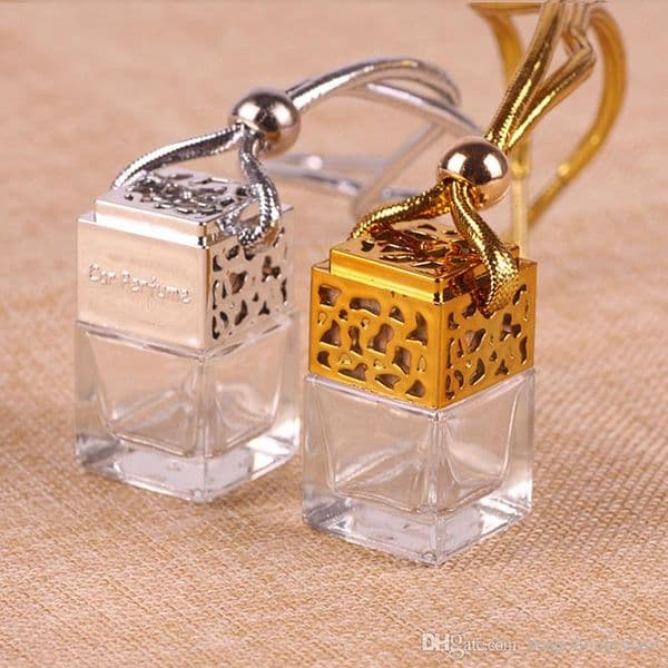 6ML Car Empty Essential Oil Aromatherapy Perfume Square Air Freshener Sling Rope Pendant Diffusion Bottle