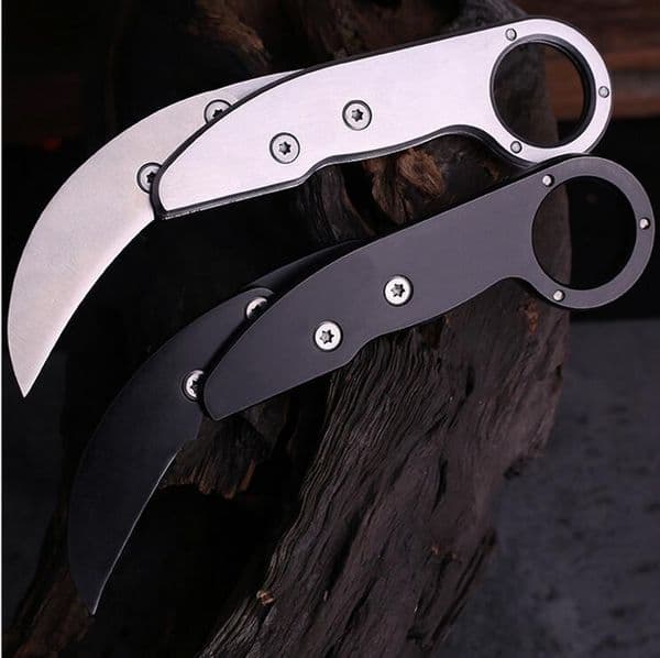 Top Quality 2 Handles Colors Karambit Claw Knife 440C knife Black / Satin Blade Stainless Steel Handle EDC Pocket Knives Gift Knife