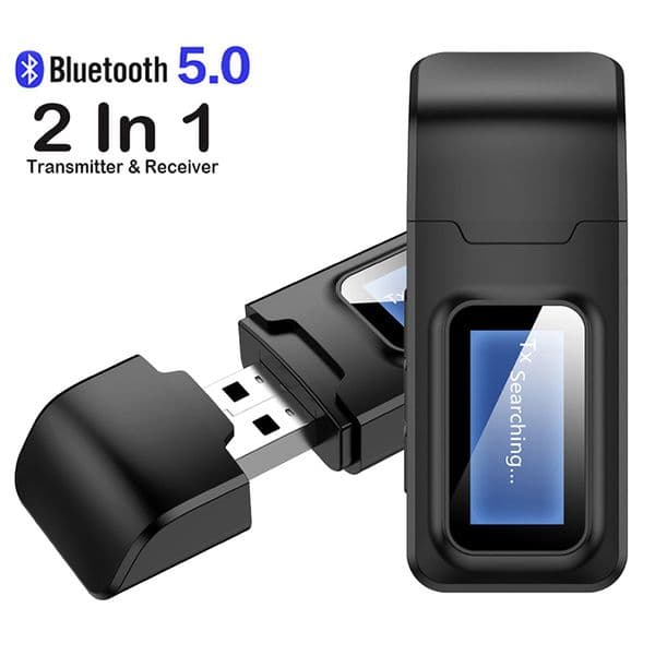 Mini Wireless Bluetooth 5.0 Receiver Transmitter 3.5mm LCD Screen 3.5 AUX USB Wireless Adapter for Car PC TV