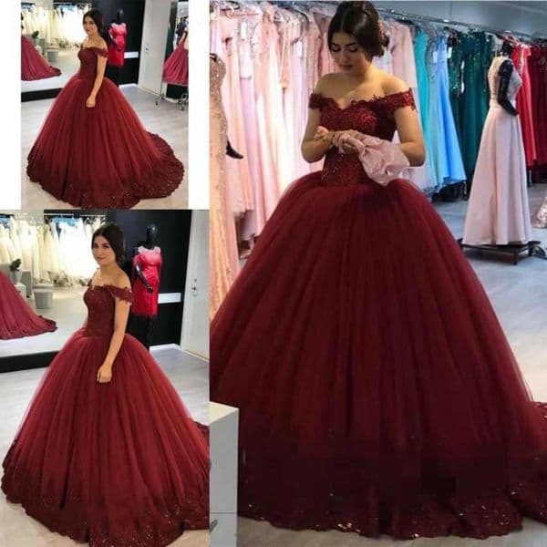Elegant Off The Shoulder Ball Gown Capped Sleeves Princess Saudi Cheap Quinceanera Dresses Custom Made