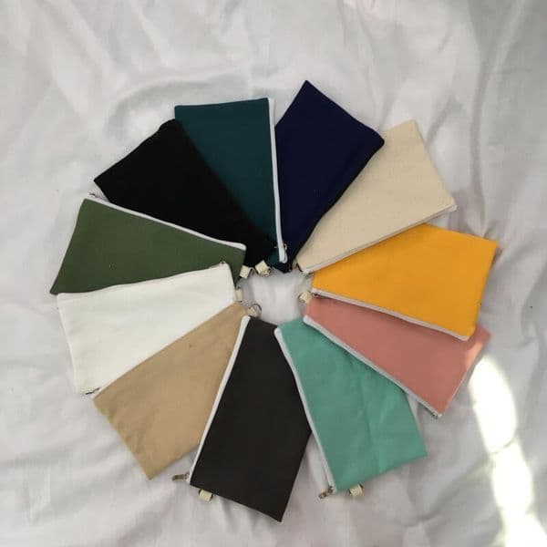 Coloful blank canvas zipper Pencil cases pen pouches cotton cosmetic Bags makeup bags Mobile phone clutch bag organizer LX7257