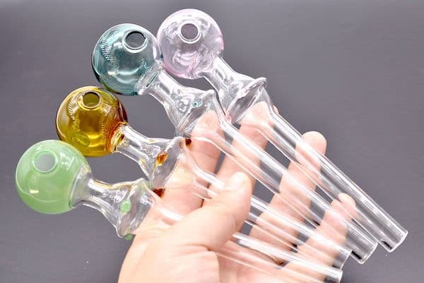 Thick Pyrex Glass Oil Burner Pipe Mini Spoon Hand Pipes Colorful Pyrex Oil Burner Glass Straight Tube Colored Smoking Pipes