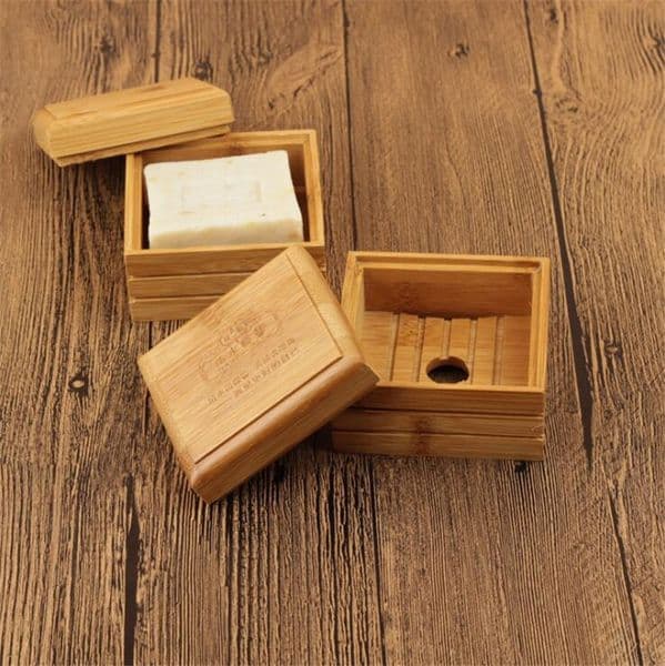 Natural Dish Bamboo Tray Holder Storage Soap Rack Plate Box Container for Bath Shower Bathroom
