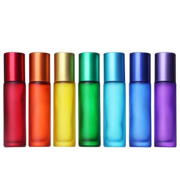 Wholesale New 200Pcs/Lot Thick Colorful Frosted 10Ml 1/3Oz Roll On Glass Perfume Bottle Fragrances Essential Oil Bottle Roller Ball Sn796 B2