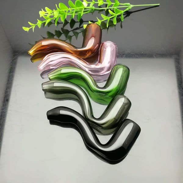 Europe and Americaglass pipe bubbler smoking pipe Colored curved handle thickened glass pipe