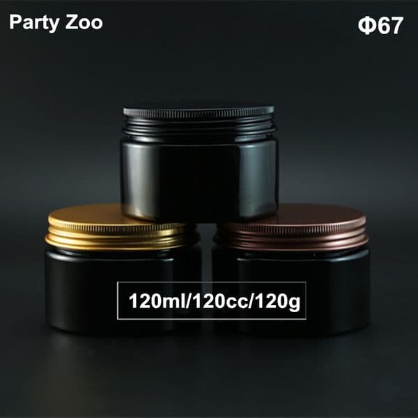 4OZ Empty Black PET Cosmetics Cream Wide Mouth Container With Gold Aluminum Screw Lid 120ml Cosmetic Powder Bottle Jar