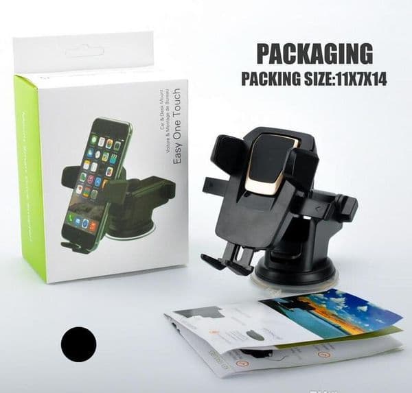 Car Mounts Phone Holder 360 Degree Rotating Mobile Cellphone Easy One Touch Smart Phone Holder Hands Free Dashboard Rack with Retail Package