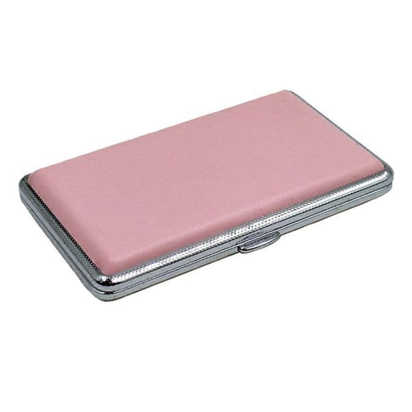 Pink Leather Cigarette Case For Woman Slim Cigarette Case Box Hold For 14Pcs 100mm Cigarettes Smoking