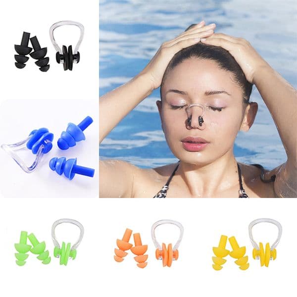 Free Shipping High Purity Soft Silicone Swimming Earplug Nose Clip Set Waterproof Watertight Diving Surf Swimming Pool Accessories