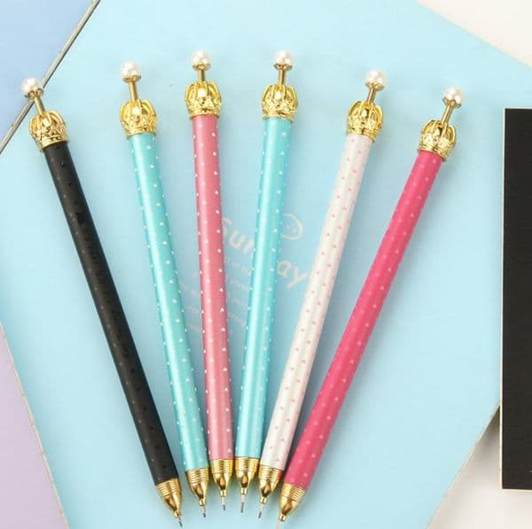 Cute Cartoon Metal Crown Gel Pen Kawaii Lovely Korean Stationery for kids School supplies Gift SN2429
