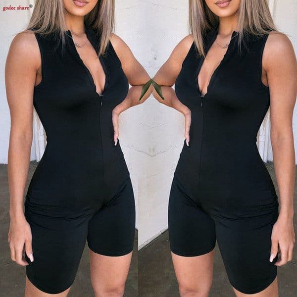 Sexy V Neck Ladies Playsuits Sleeveless Summer Clothes For Women Solid Slim Fit Skinny Woman Playsuit Female Romper Y190502