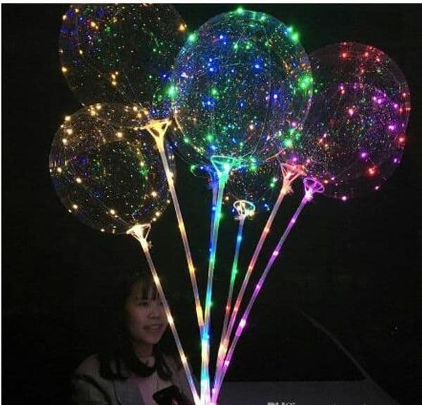 Bobo Balloons LED Bobo Balloon With 31.5inch Stick 3M String Balloon LED Light Christmas Halloween Birthday Balloons Party Decor