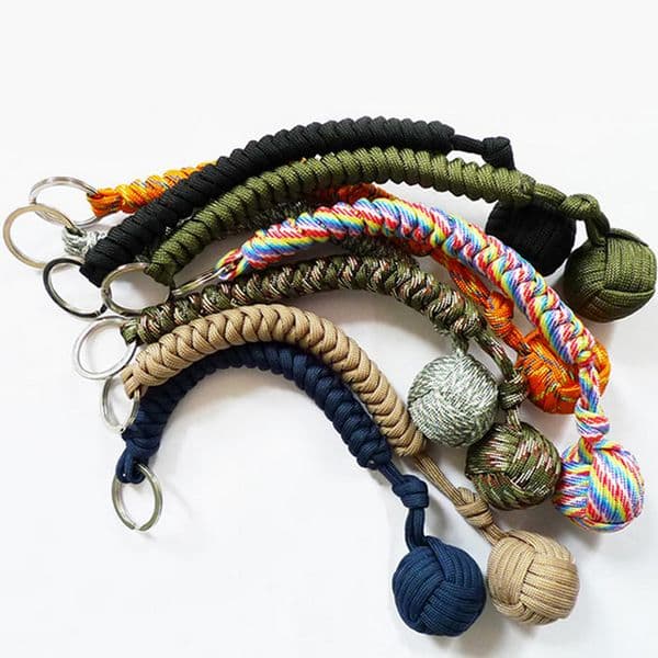 CKC 1pc Outdoor Security Protection Monkey Fist Steel Ball For Girl Bearing Self Defense Lanyard Survival Key Chain Broken Windows
