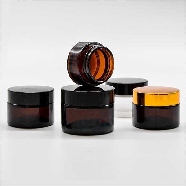 wholesale 5g 10g 15g 20g 30g 50g Cosmetic brown glass with classic screw-top empty jar concentrate Printable LOGO label
