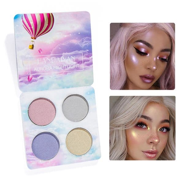 Designer Makeup Handaiyan 4 Color Face Highlighter Make Up Palette Shimmer Powder luxe Northern Lights Symphony Makeup Eyeshadow Contour Palettes Compact Powd