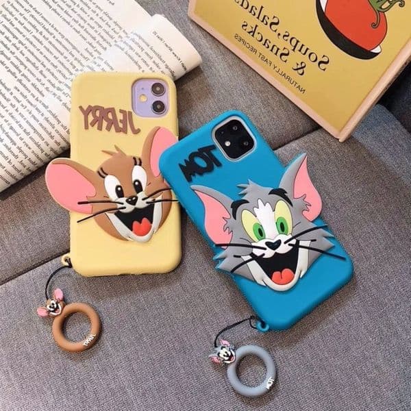 Luxury Designer Case For Iphone 6 6s X Xr 11 Pro Max Kickstand Airpods Cases Note 10cartoon 7 8 Tom And Jerry Match Bracelet New Mobile