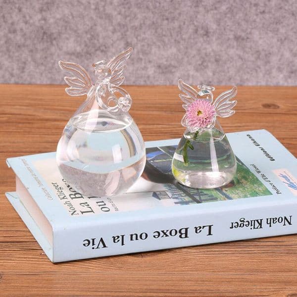 Clear Angel Glass Hanging Vase Bottle Terrarium Hydroponic Container Plant Pot DIY Home Garden Decor Birthday Gift 2 Sizes Jarrones De Vidrio
