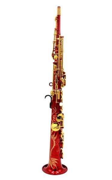 Hot Selling soprano saxophone B Flat red lacquer neck built in type straight Musical Instruments Professional With Accessories
