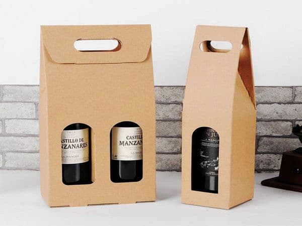 50pcs kraft paper folding boxes environmentally friendly kraft paper wine box double wine gift box can be customized logo