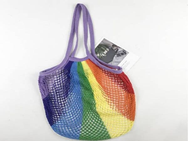 Colorful Net Pocket Large Capacity Tote bag Mesh Shopping Bag Reusable String Fruit Storage Handbag Shop Grocery Tote Bag