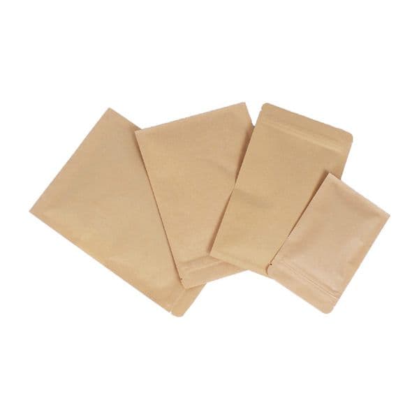 wholesale Zipper Kraft aluminizing pouch flat kraft paper aluminium foil bag Resealable Zip Lock Grip seal Food Grade Printable logo