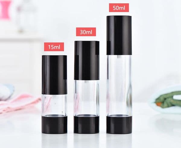 wholesale hot sale new 30ml black airless pump bottle empty,30 ml plastic airless Refillable Bottles SN114