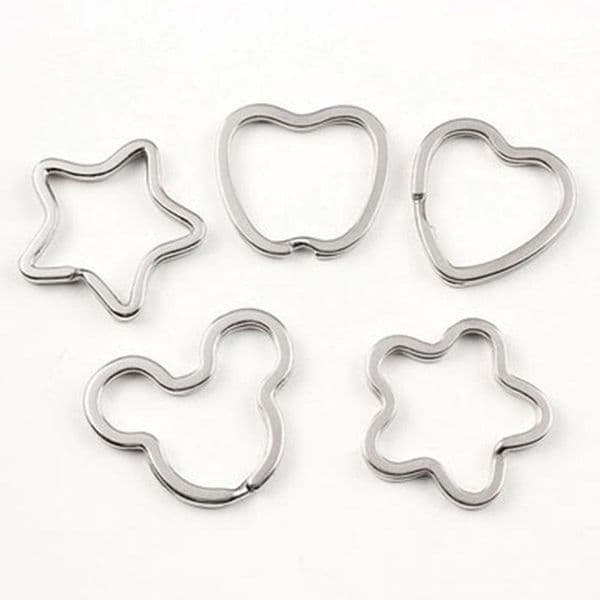 100pcs/lot Metal Pentagram Star Heart Key Holder Split Rings Keyring Keychain Loop Circle Hook Accessories Free Shipping