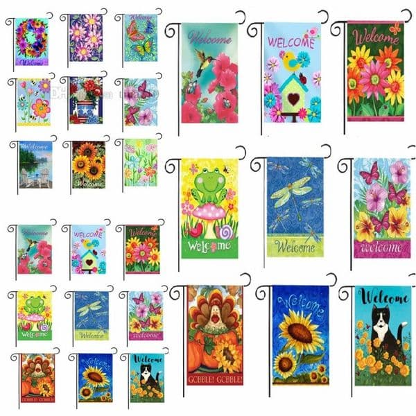 Party Animal Bird welcome print Garden Flag Polyester DIY Yard Hanging Flag House Decoration Portable Banner Flags 26style I402