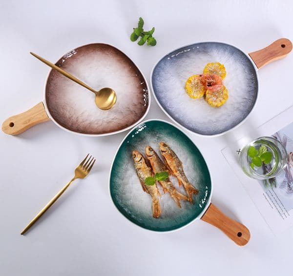 Ceramic Baking Tray Oven Safe Roasting Dish Kitchen Serving Plate for BBQ Baking Tableware