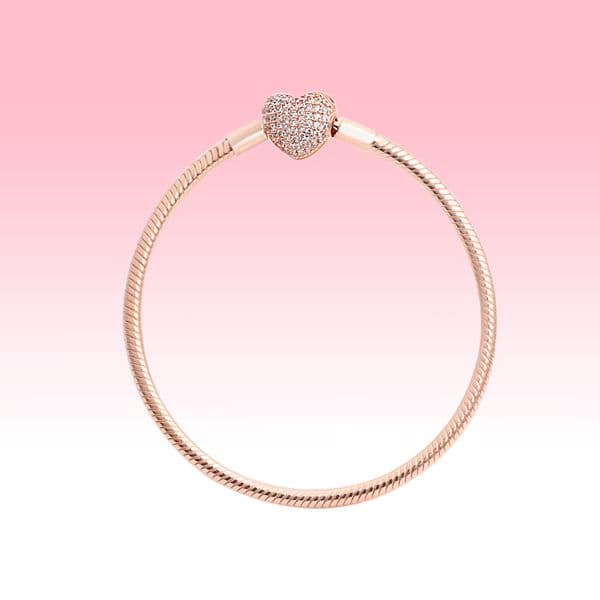 18K Rose gold plated Charm Bracelets with Retail Box 925 Silver heart Snake Chain Bracelet Women Wedding jewelry Factory wholesale