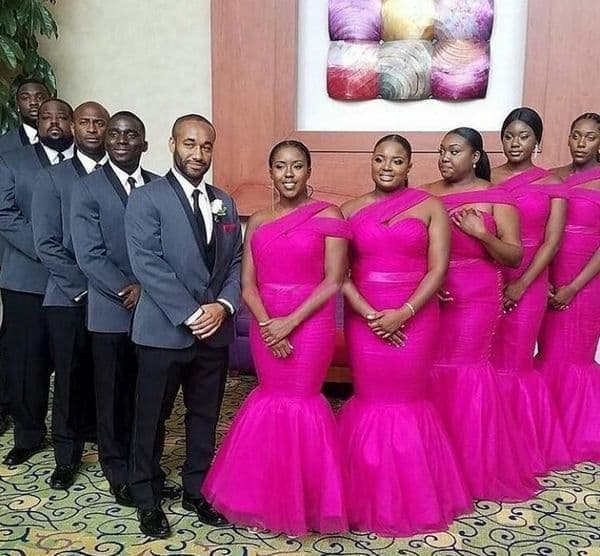 African Fuchsia Plus Size Bridesmaid Dresses Long One Shoulder Mermaid Prom Dress Floor Length Maid Of honor Wedding Guest Dress