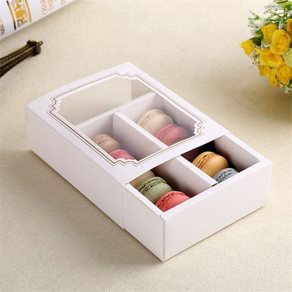 10 Cups Paper Macarons baking Box Drawer Packaging cake biscuit boxes snack Macaron cupcake Bakeware gift box 100PCS/LOT