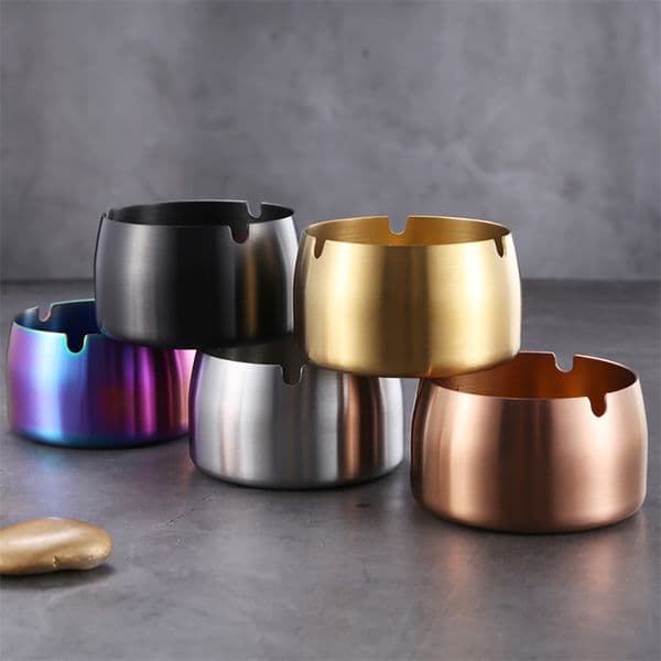 Stainless Steel With High Windproof Titanium Plating Cone Round 5 Colors Cigarette Ashtray S/M/L B2