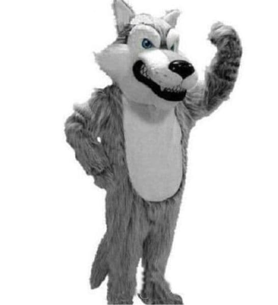 2018 High quality Grey Wolf Mascot Mascot Costumes Halloween Cartoon Adult Size Long Plush Wolf Aniaml Fancy Party Dress
