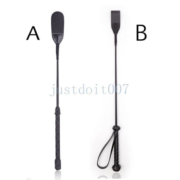 Bondage Real Leather Horse Whip Riding Crop Straight Strict Flogger Restraint Cosplay 876E